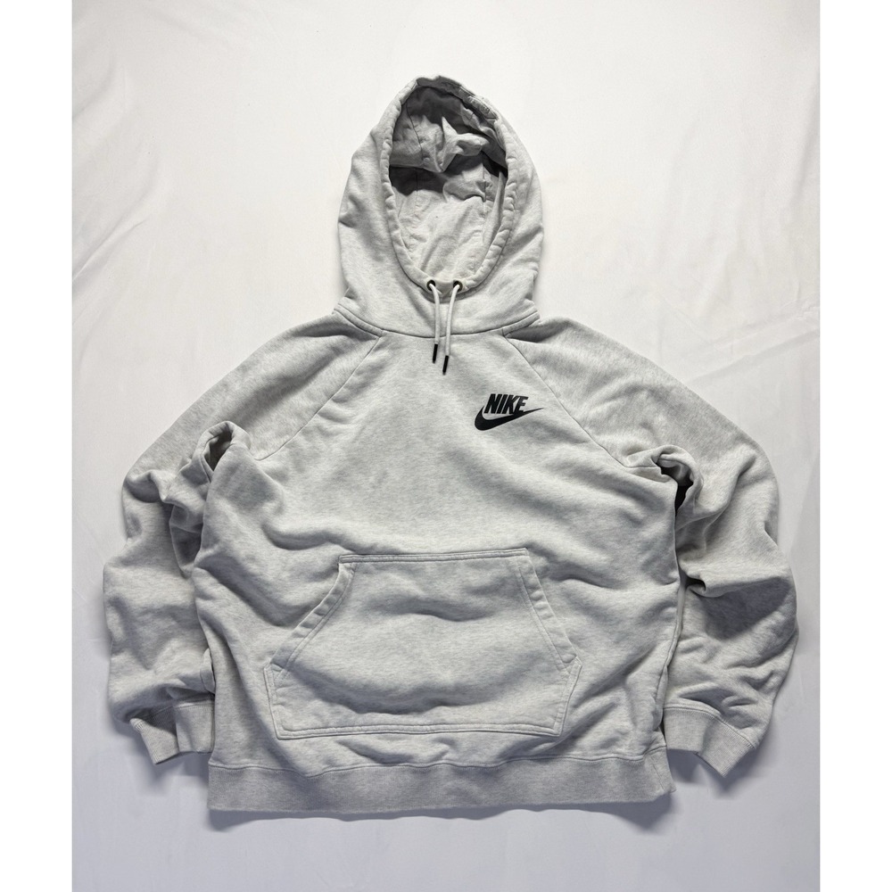 Nike Hoodie Gray Mens M Swoosh Logo Club Fleece Pullover Sweatshirt‎ Casual